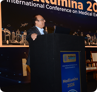 Speaker at Medllumina conference stage